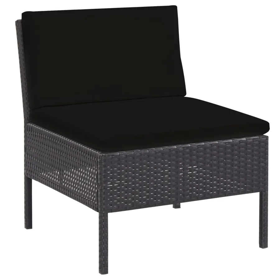 Salon de jardin 5 pcs avec coussins résine tressée noir - 3