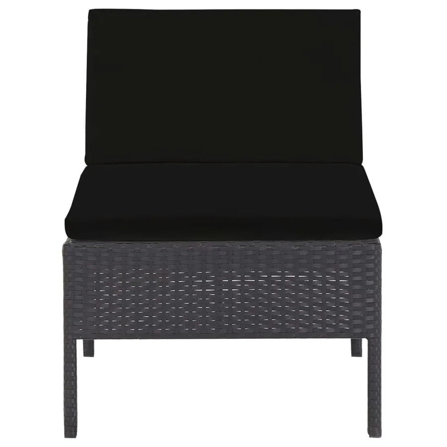 Salon de jardin 5 pcs avec coussins résine tressée noir - 4