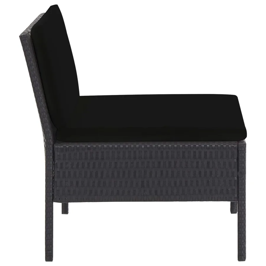 Salon de jardin 5 pcs avec coussins résine tressée noir - 5