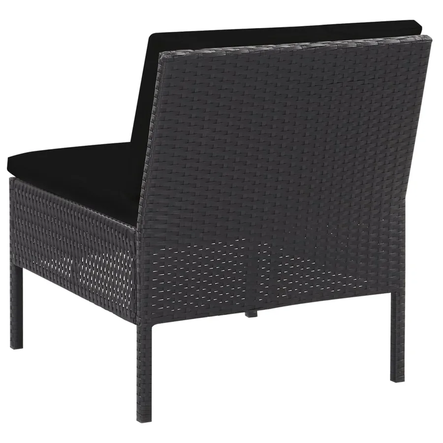 Salon de jardin 5 pcs avec coussins résine tressée noir - 6