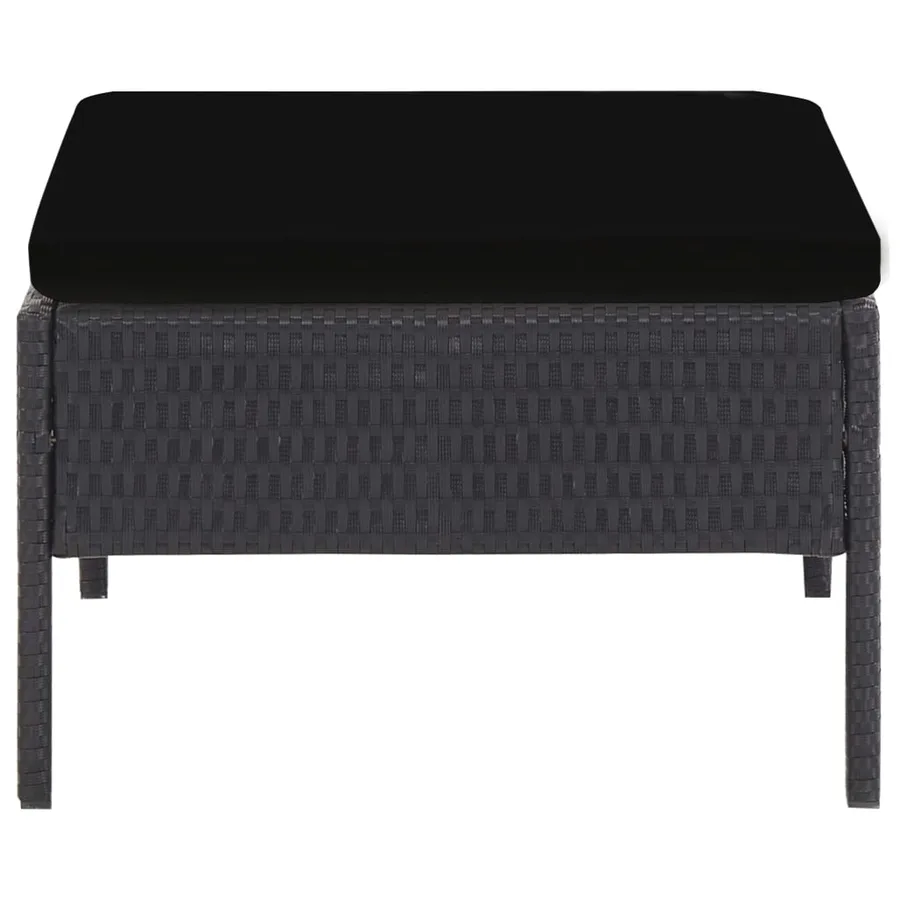 Salon de jardin 5 pcs avec coussins résine tressée noir - 8