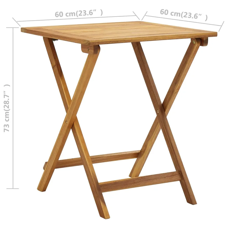 Ensemble de bistro pliable 3 pcs et coussins bois acacia solide - 10