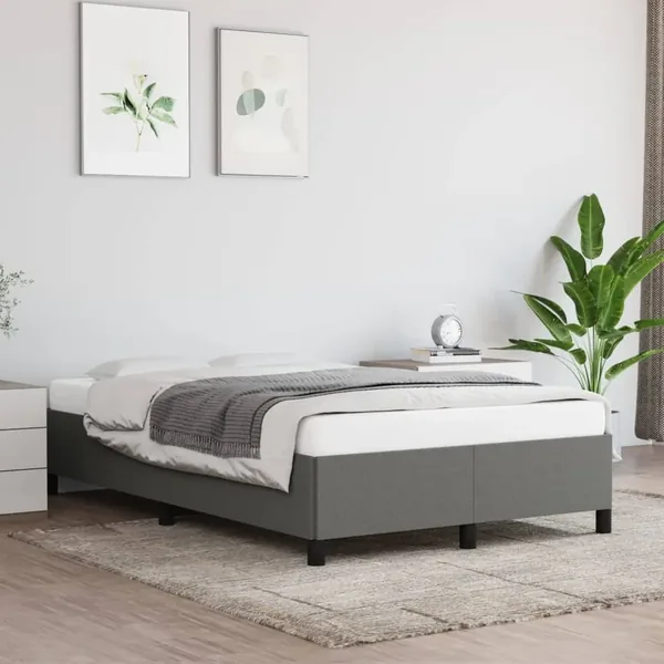 Cadre de lit sans matelas gris foncé 120x200 cm tissu