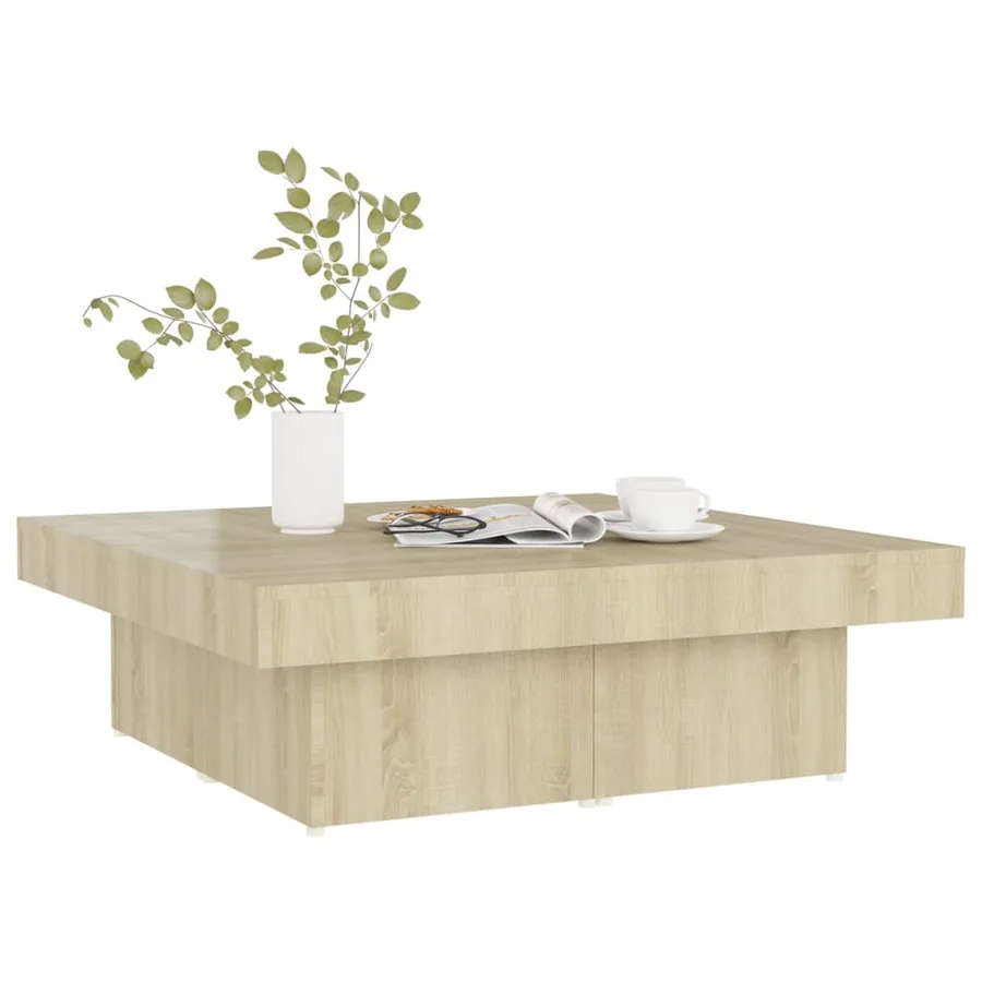 Table basse chêne sonoma 90x90x28 cm bois d'ingénierie - 3