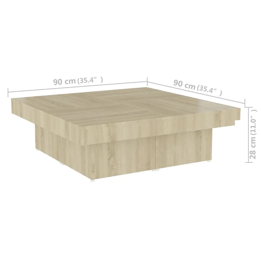 Table basse chêne sonoma 90x90x28 cm bois d'ingénierie - 7