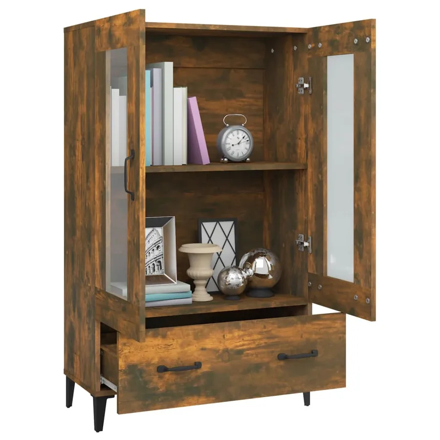 Buffet haut Chêne fumé 70x31x115 cm Bois d'ingénierie - 4