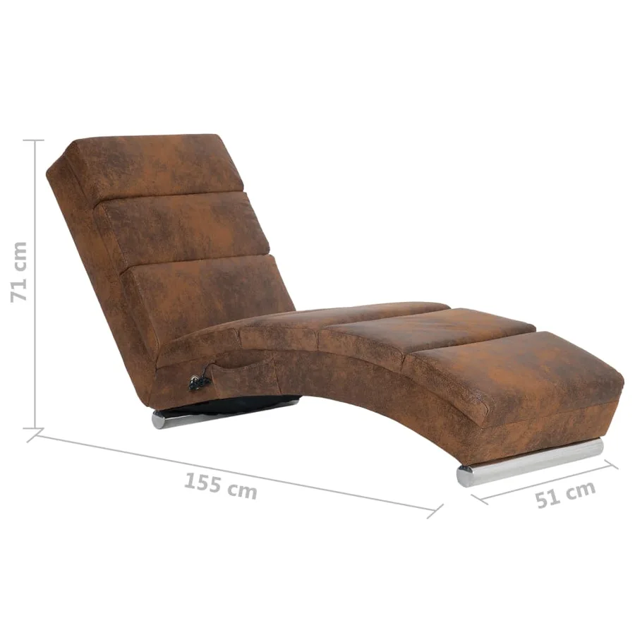 Chaise longue de massage Marron Similicuir daim - 10