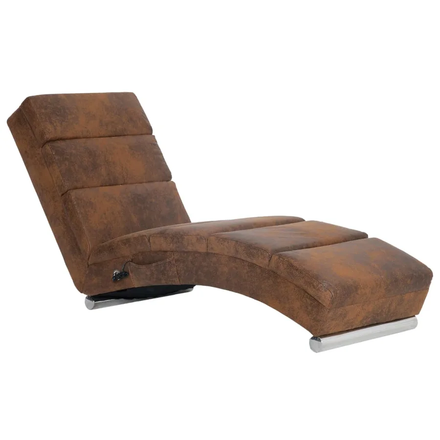 Chaise longue de massage Marron Similicuir daim - 2