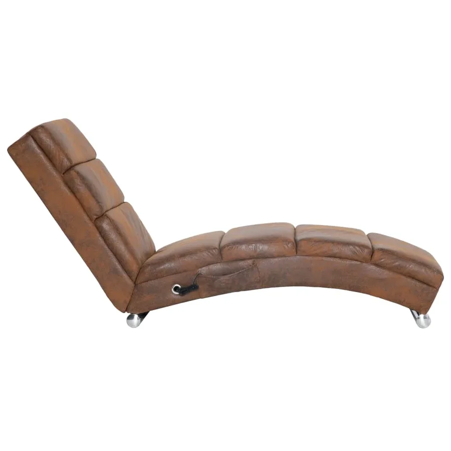 Chaise longue de massage Marron Similicuir daim - 3