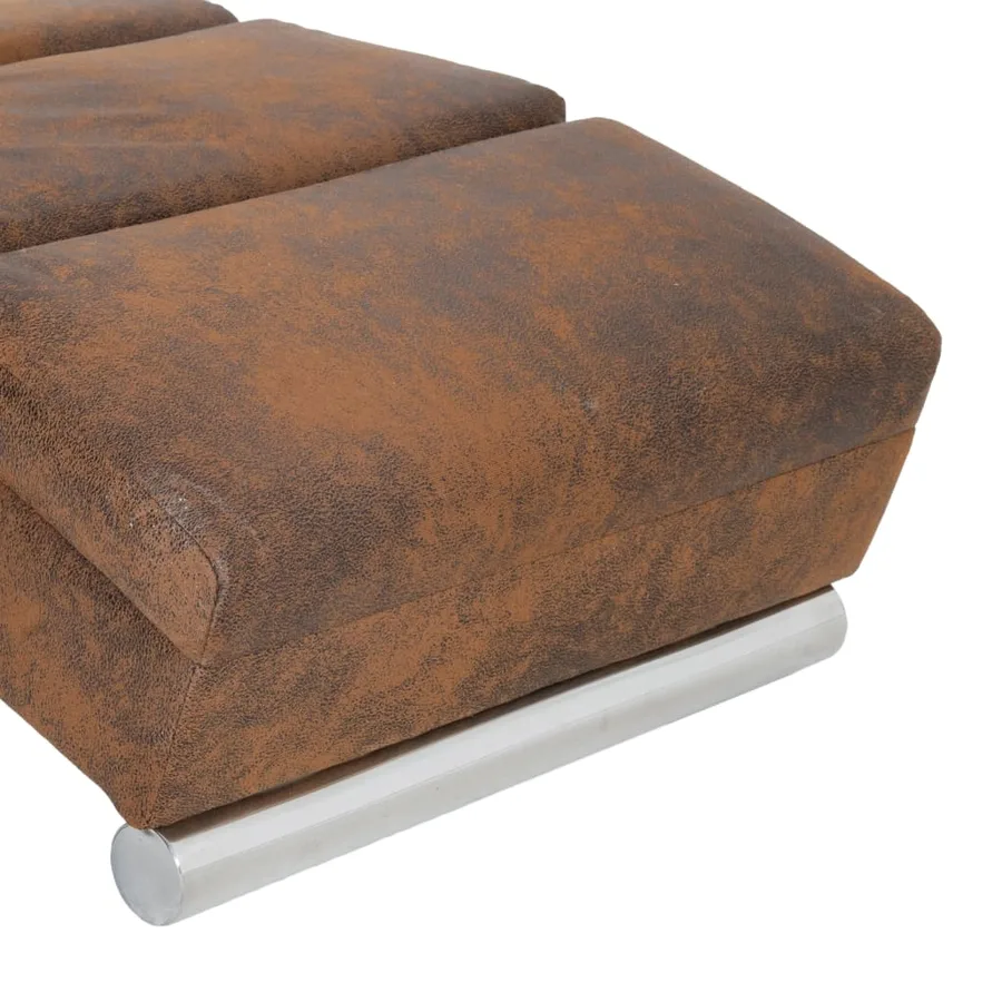 Chaise longue de massage Marron Similicuir daim - 6