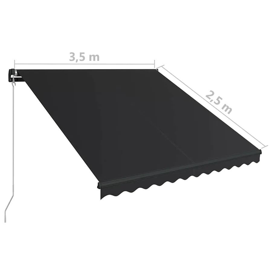 Auvent manuel rétractable avec LED 350x250 cm Anthracite - 12