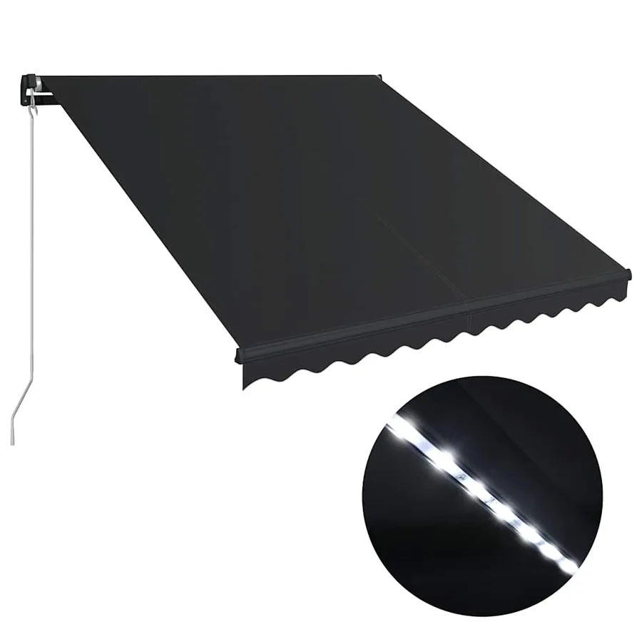Auvent manuel rétractable avec LED 350x250 cm Anthracite - 2
