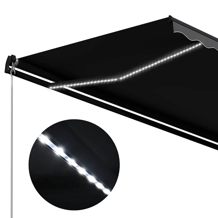 Auvent manuel rétractable avec LED 350x250 cm Anthracite - 6