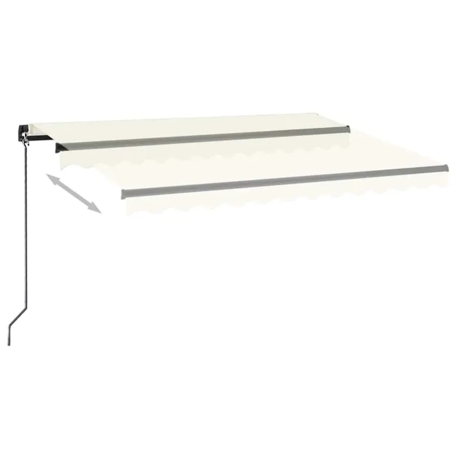 Auvent manuel rétractable avec LED 350x250 cm Crème - 3