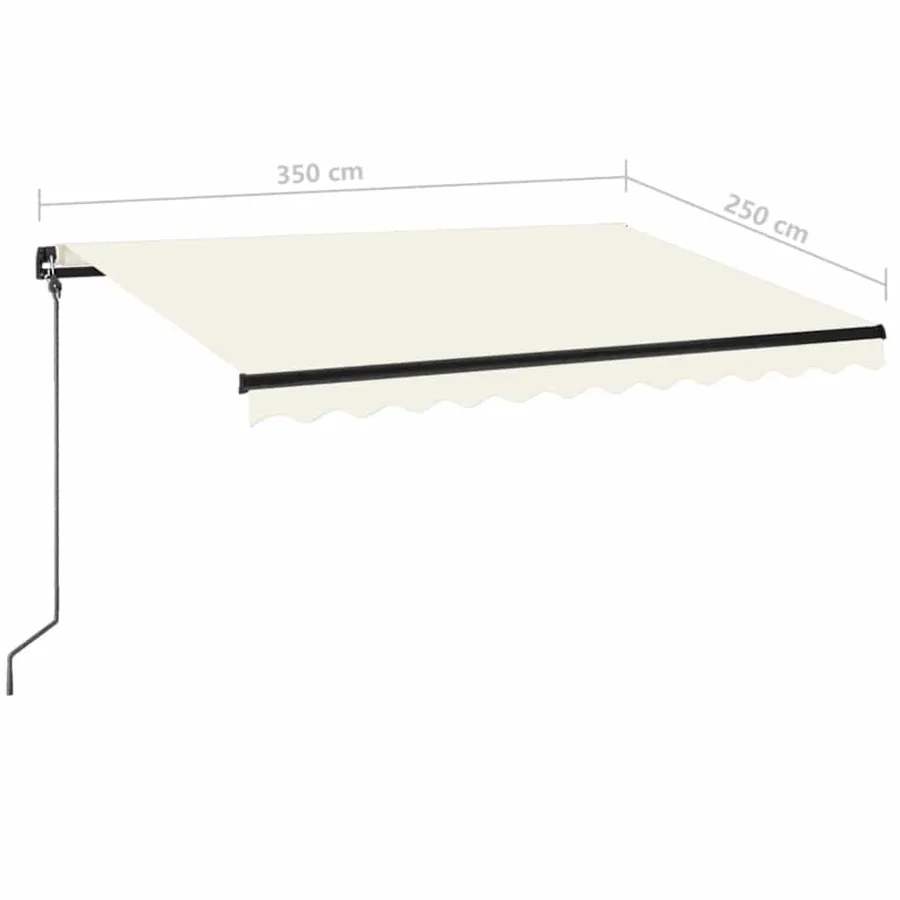 Auvent manuel rétractable avec LED 350x250 cm Crème - 6