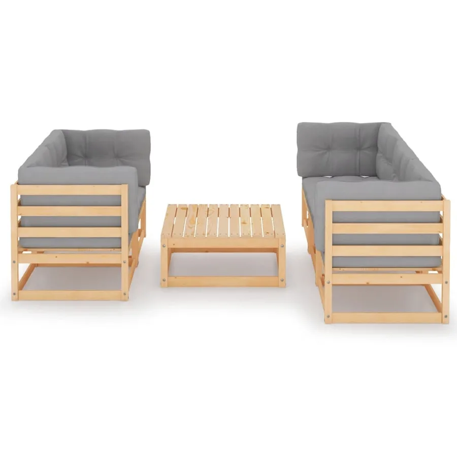 Salon de jardin 6 pcs avec coussins Bois de pin massif - 2