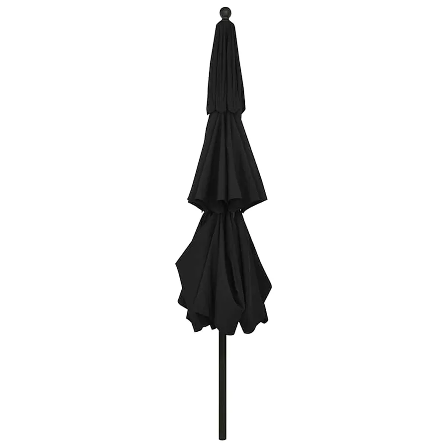 Parasol de jardin à 3 niveaux avec mât en aluminium noir 3,5 m - 4