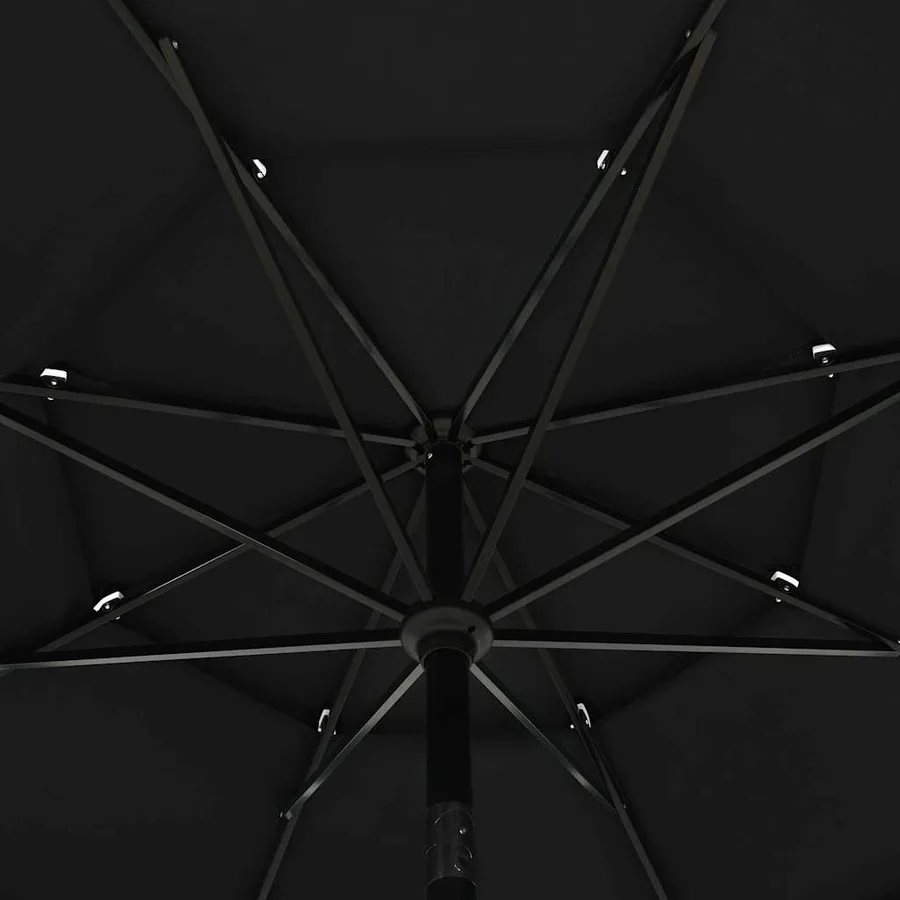 Parasol de jardin à 3 niveaux avec mât en aluminium noir 3,5 m - 5