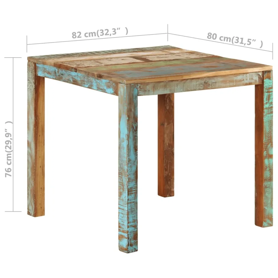 Table à manger 82x80x76 cm Bois de récupération massif - 7
