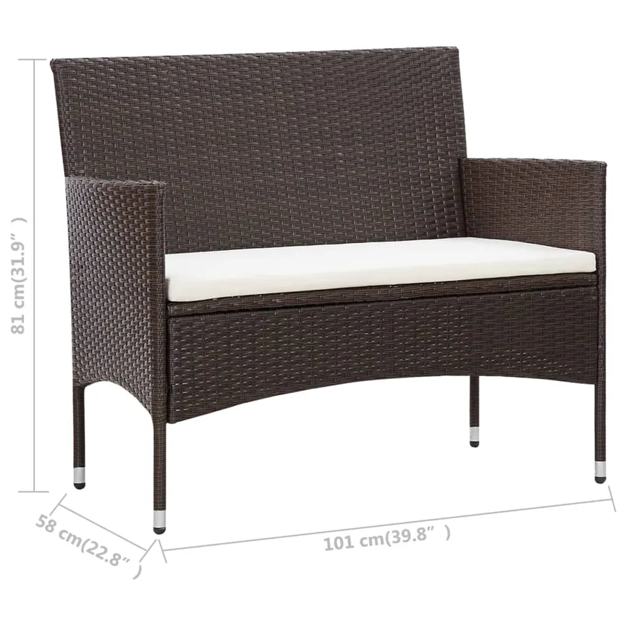 Salon de jardin 5 pcs avec coussins Résine tressée Marron - 10