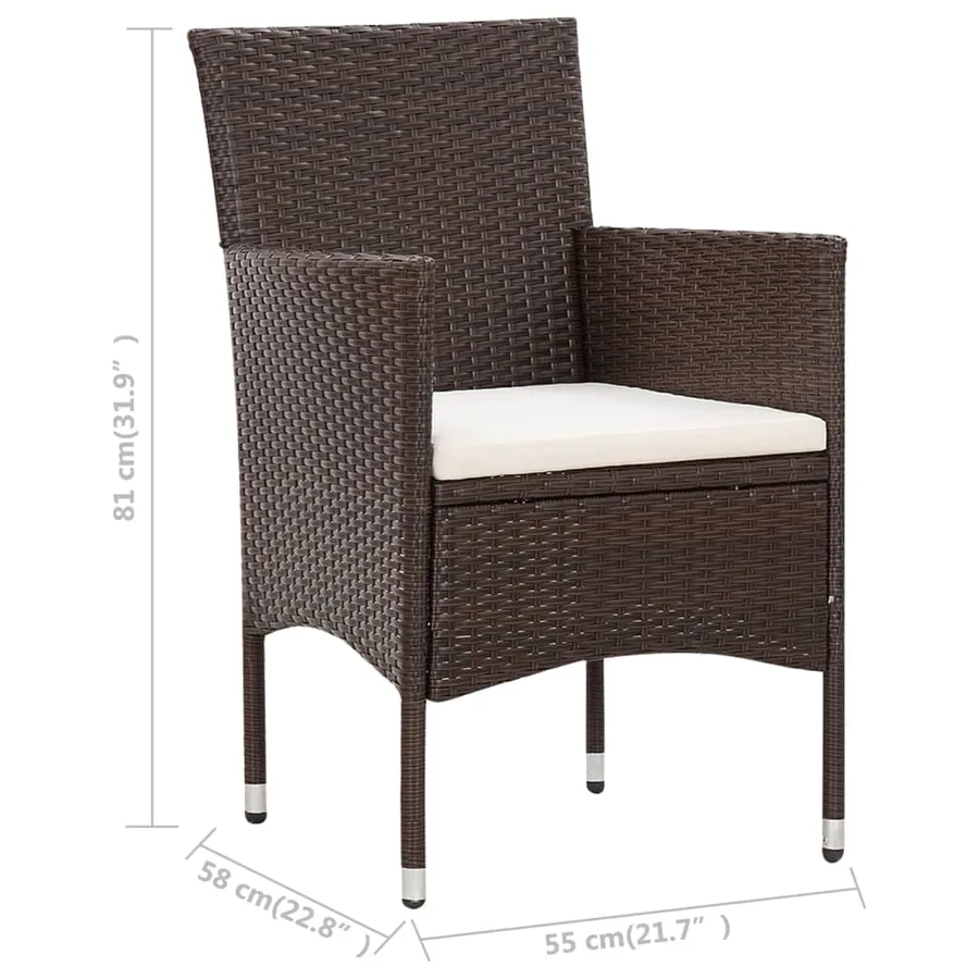 Salon de jardin 5 pcs avec coussins Résine tressée Marron - 11