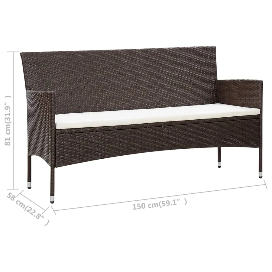 Salon de jardin 5 pcs avec coussins Résine tressée Marron - 9