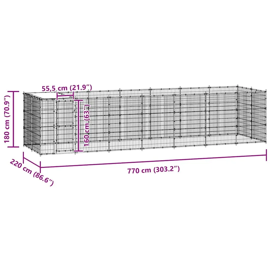 Chenil extérieur Acier avec toit 16,94 m² - 8