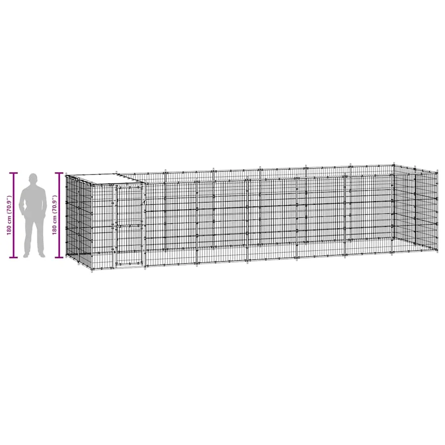 Chenil extérieur Acier avec toit 16,94 m² - 9