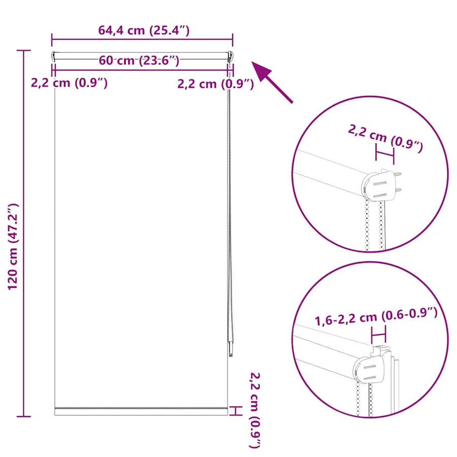 Store enrouleur occultant 64,4 x 120 cm, largeur du tissu 60 cm, rouge - 18