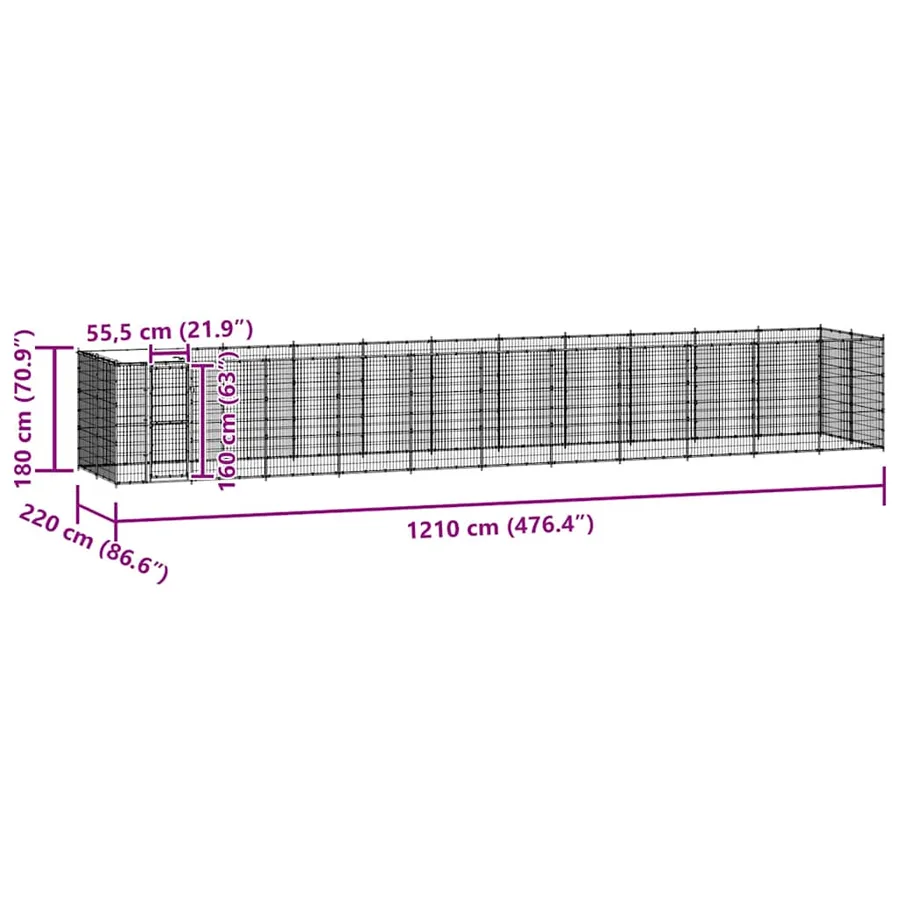 Chenil extérieur Acier avec toit 26,62 m² - 8