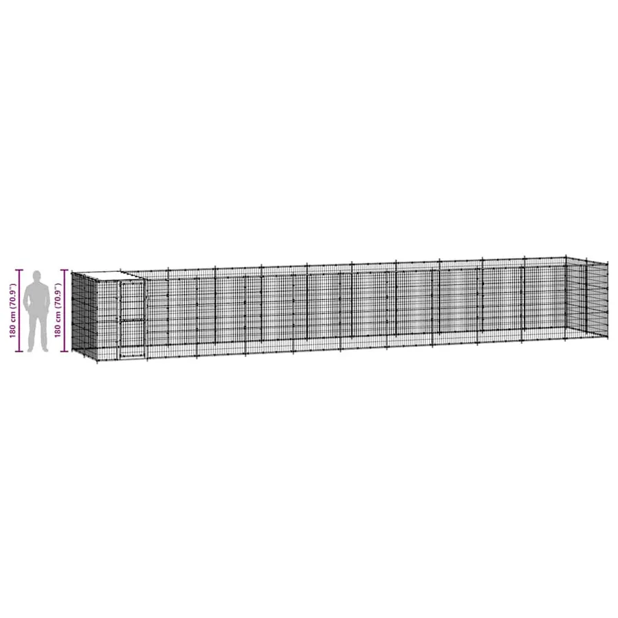 Chenil extérieur Acier avec toit 26,62 m² - 9