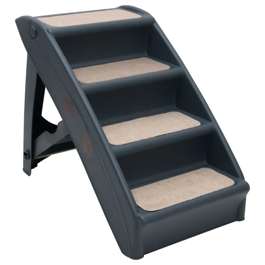 Escalier pliable à 4 marches pour chiens Gris foncé - 2
