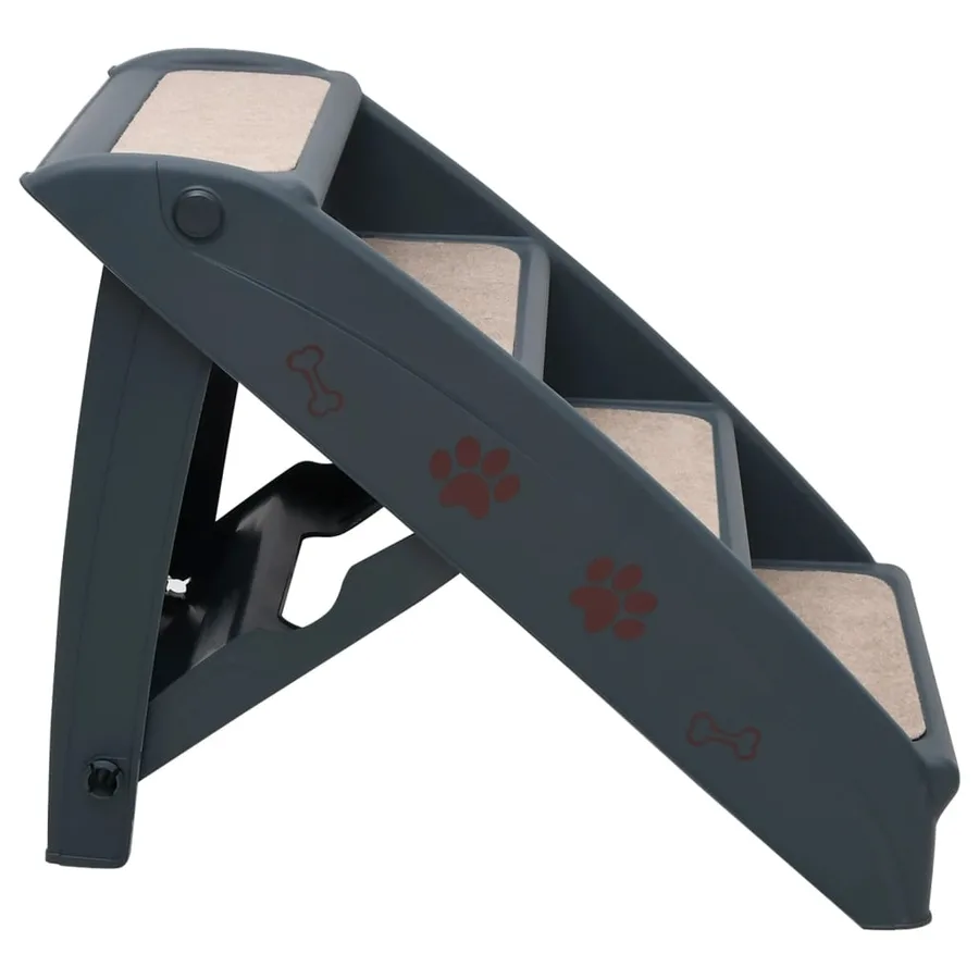 Escalier pliable à 4 marches pour chiens Gris foncé - 4