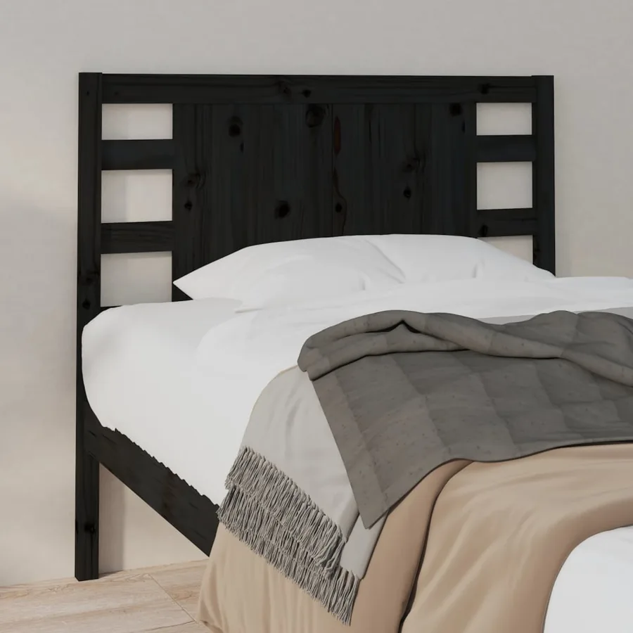 Tête de lit Noir 96x4x100 cm Bois massif de pin - 4