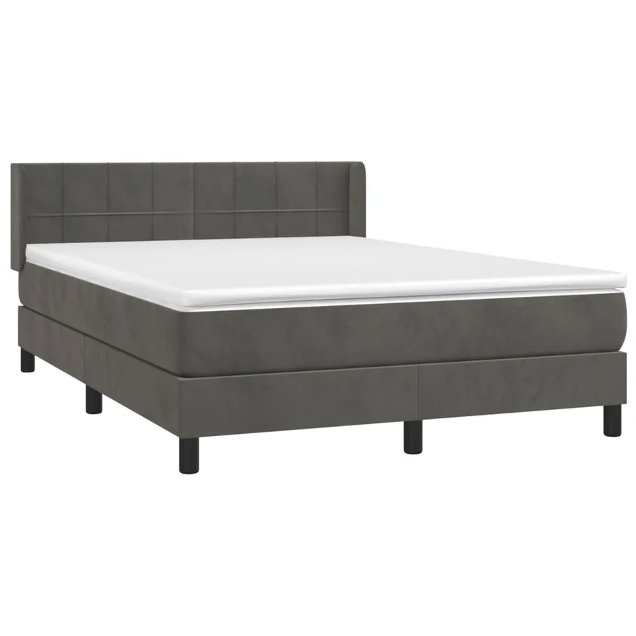 Sommier à lattes de lit et matelas Gris foncé 140x190cm Velours - 3