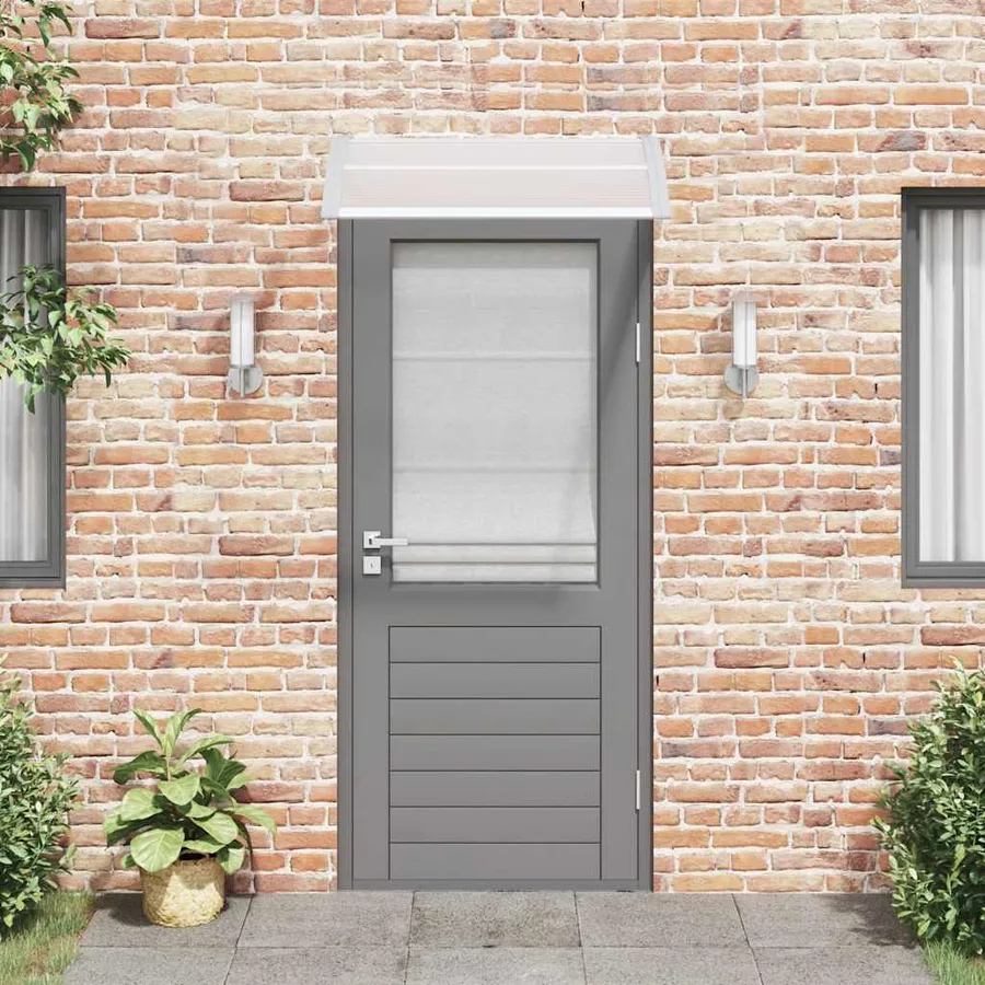 Auvent de porte gris et transparent 100 x 75 cm en polycarbonate - 3