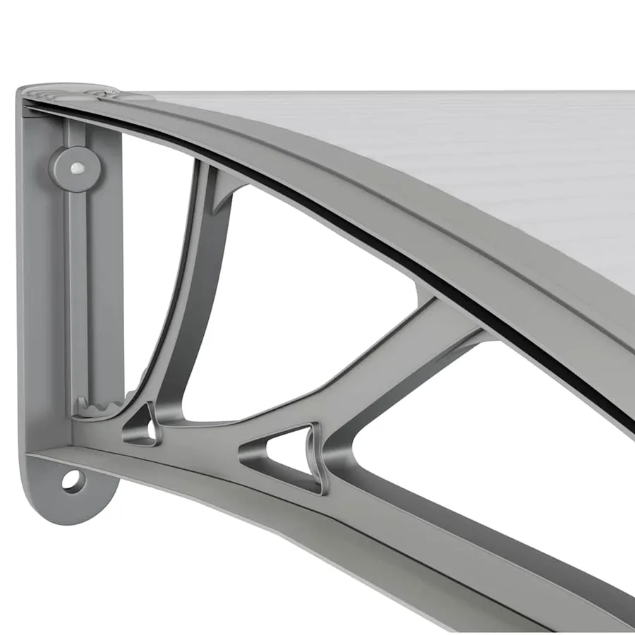 Auvent de porte gris et transparent 100 x 75 cm en polycarbonate - 6