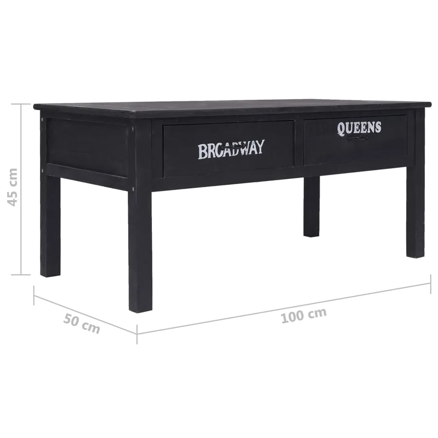 Table basse Noir 100x50x45 cm Bois - 10