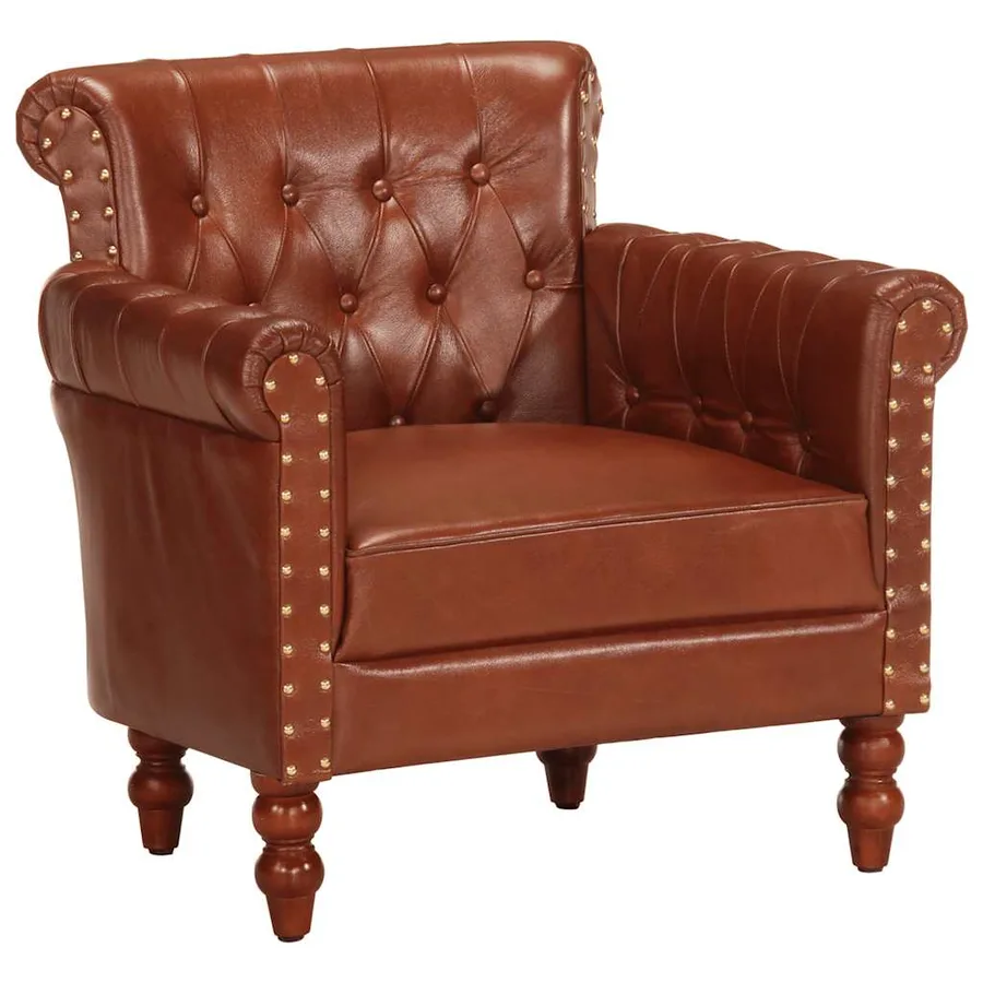 Fauteuil Marron Cuir de chèvre véritable - 2