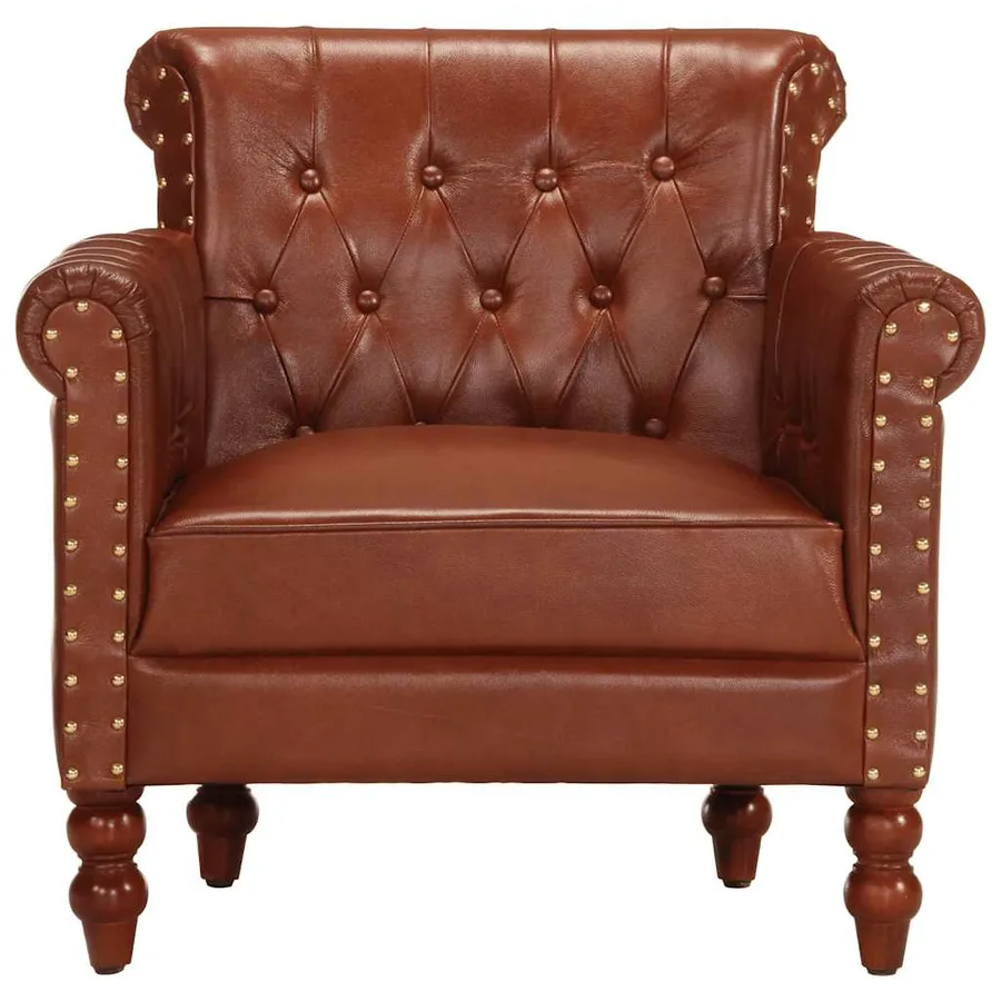 Fauteuil Marron Cuir de chèvre véritable - 3