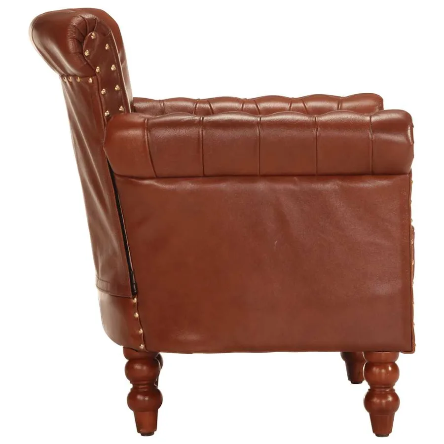 Fauteuil Marron Cuir de chèvre véritable - 4