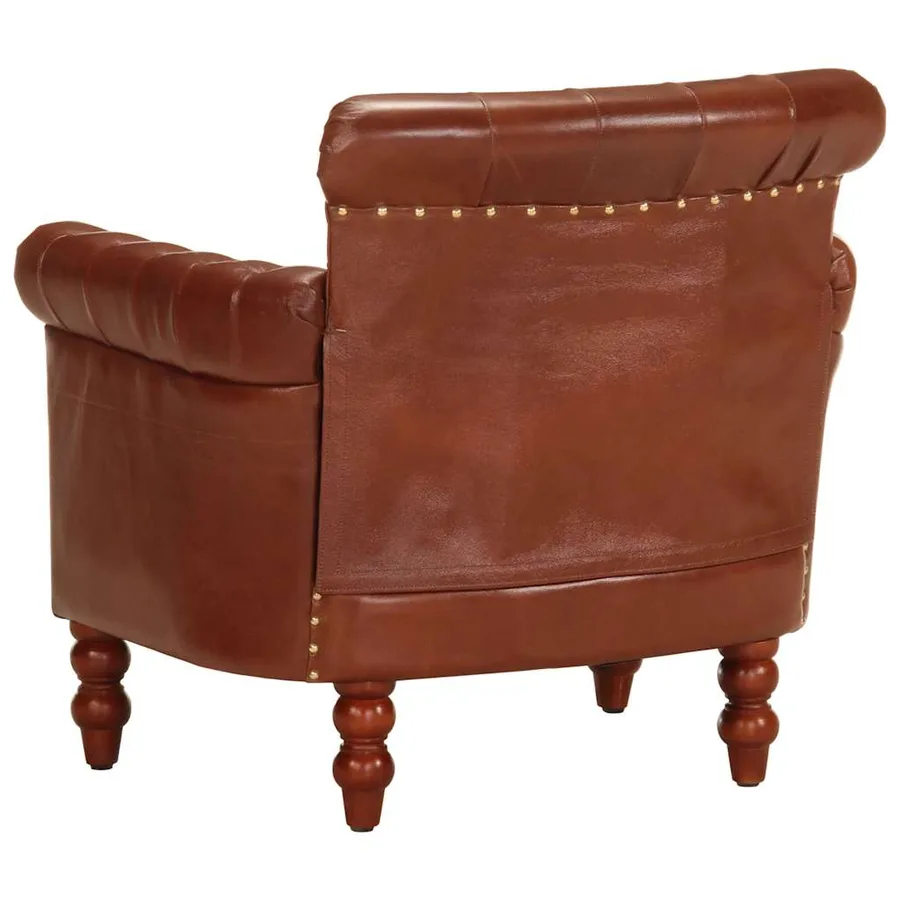 Fauteuil Marron Cuir de chèvre véritable - 5