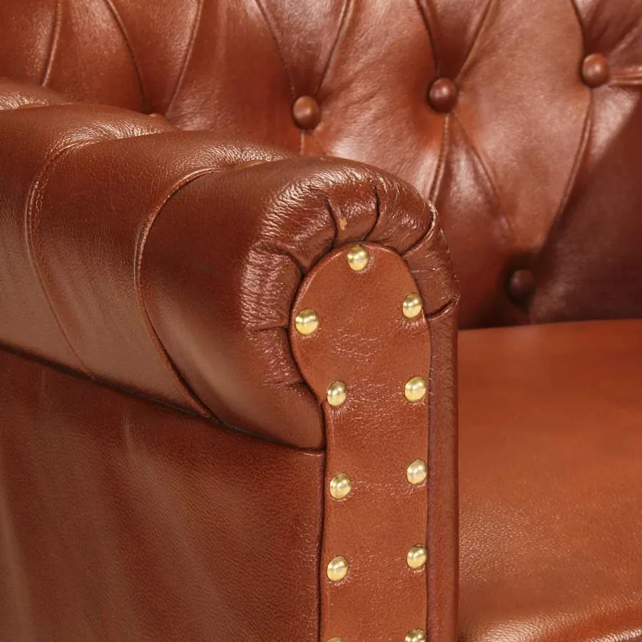 Fauteuil Marron Cuir de chèvre véritable - 6