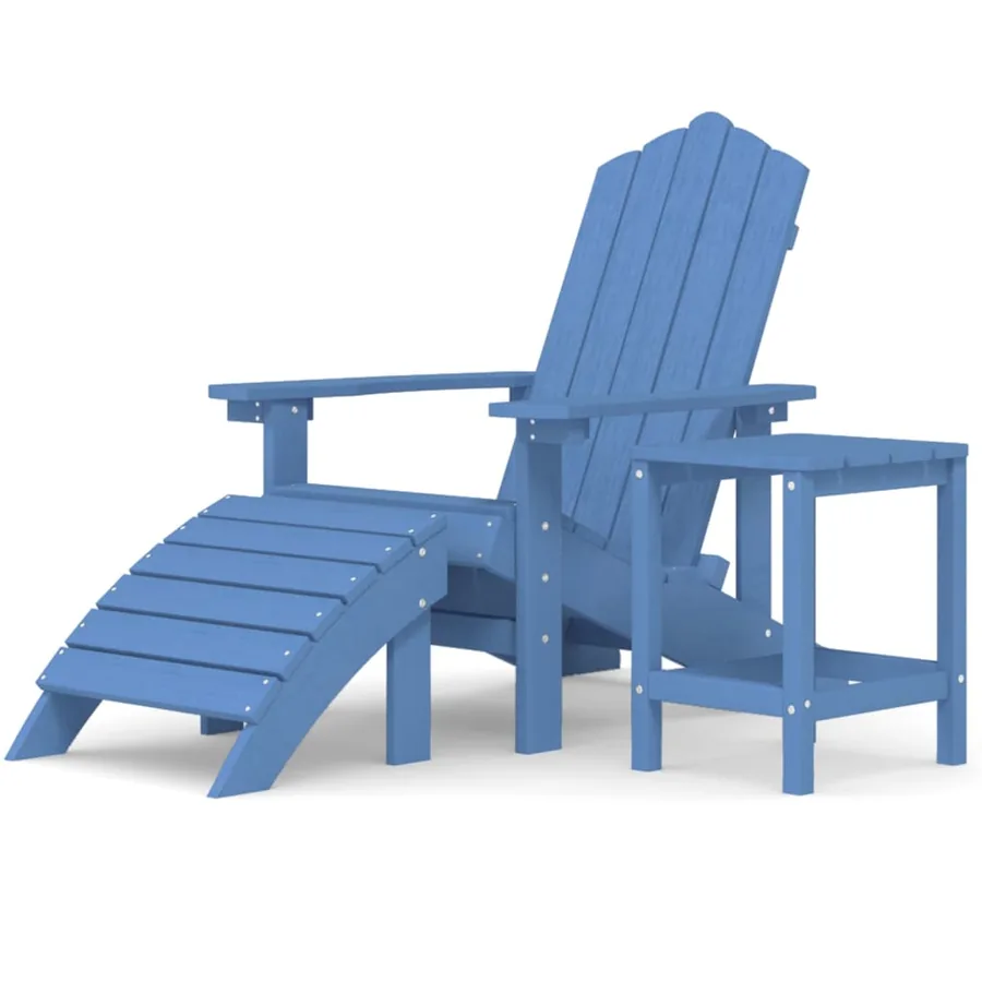 Chaise de jardin Adirondack repose-pied table PEHD Bleu aqua - 2