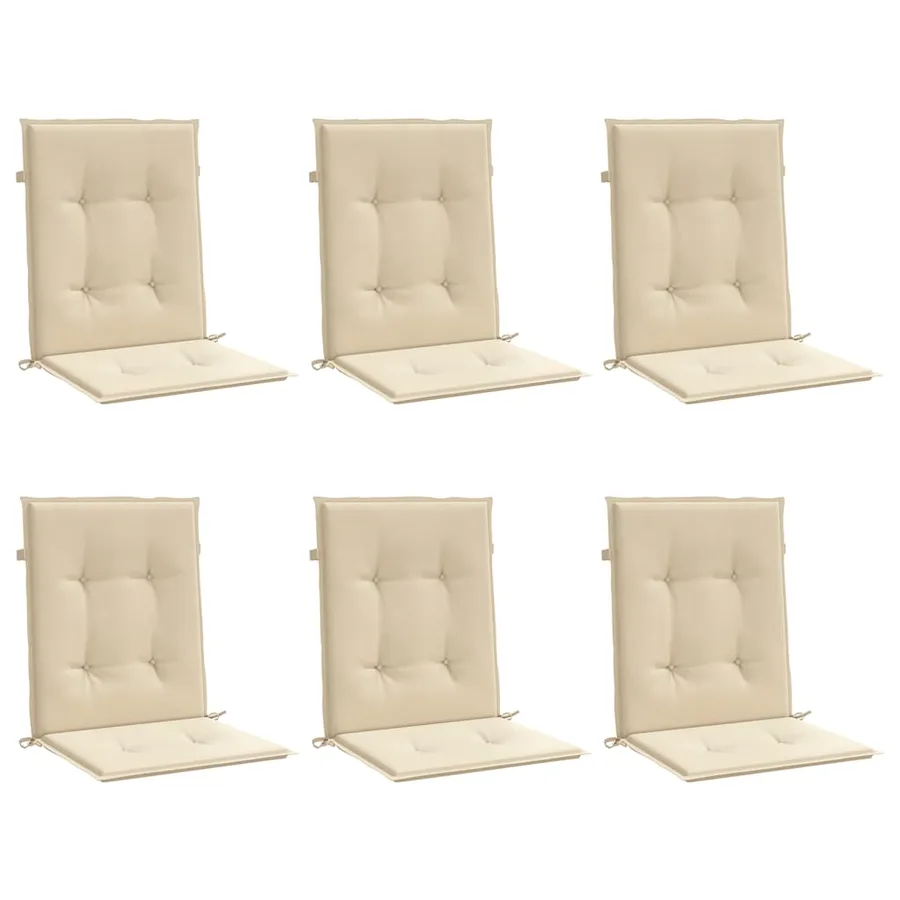 Coussins de chaise de jardin à dossier bas lot de 6 beige - 3