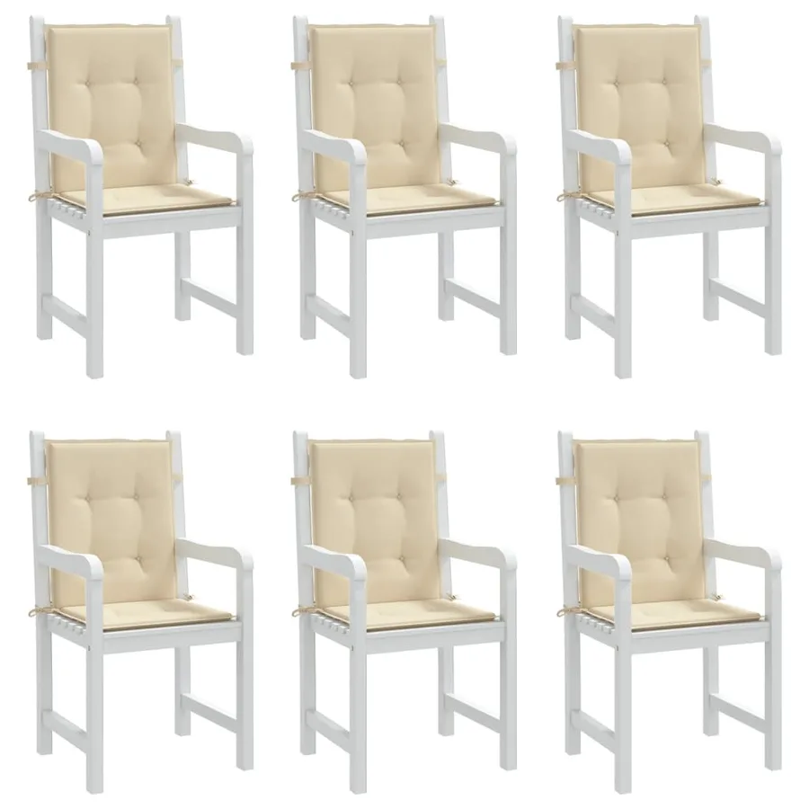 Coussins de chaise de jardin à dossier bas lot de 6 beige - 4