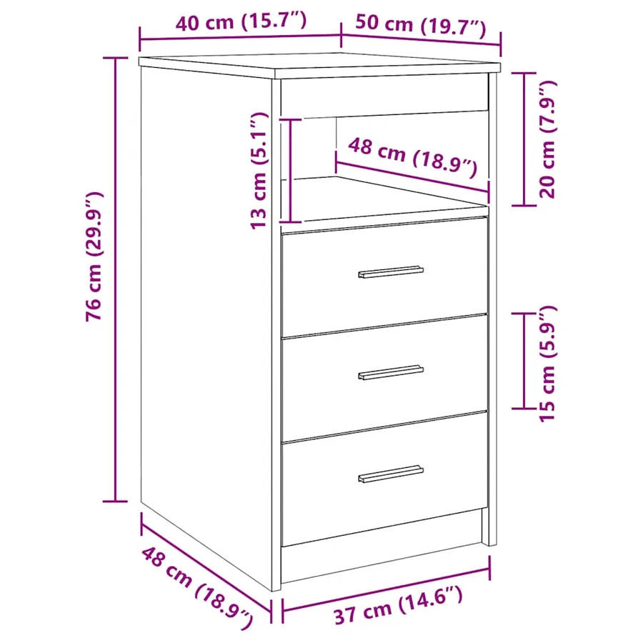 Armoire à tiroirs Gris béton 40x50x76 cm Bois d'ingénierie - 6