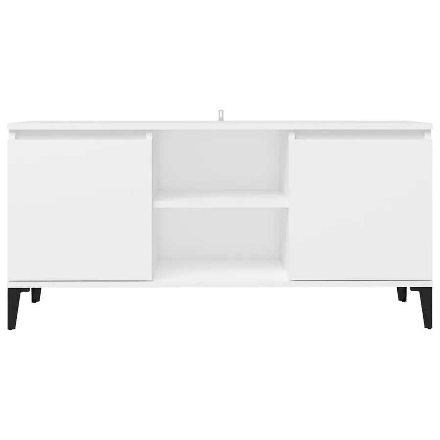 Meuble TV avec pieds en métal Blanc 103,5x35x50 cm - 5