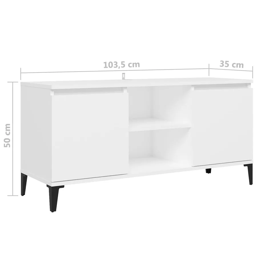 Meuble TV avec pieds en métal Blanc 103,5x35x50 cm - 8