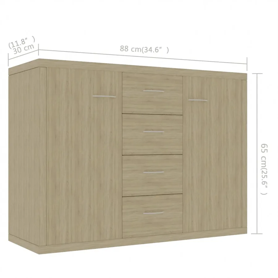 Buffet Chêne sonoma 88x30x65 cm Bois d'ingénierie - 6